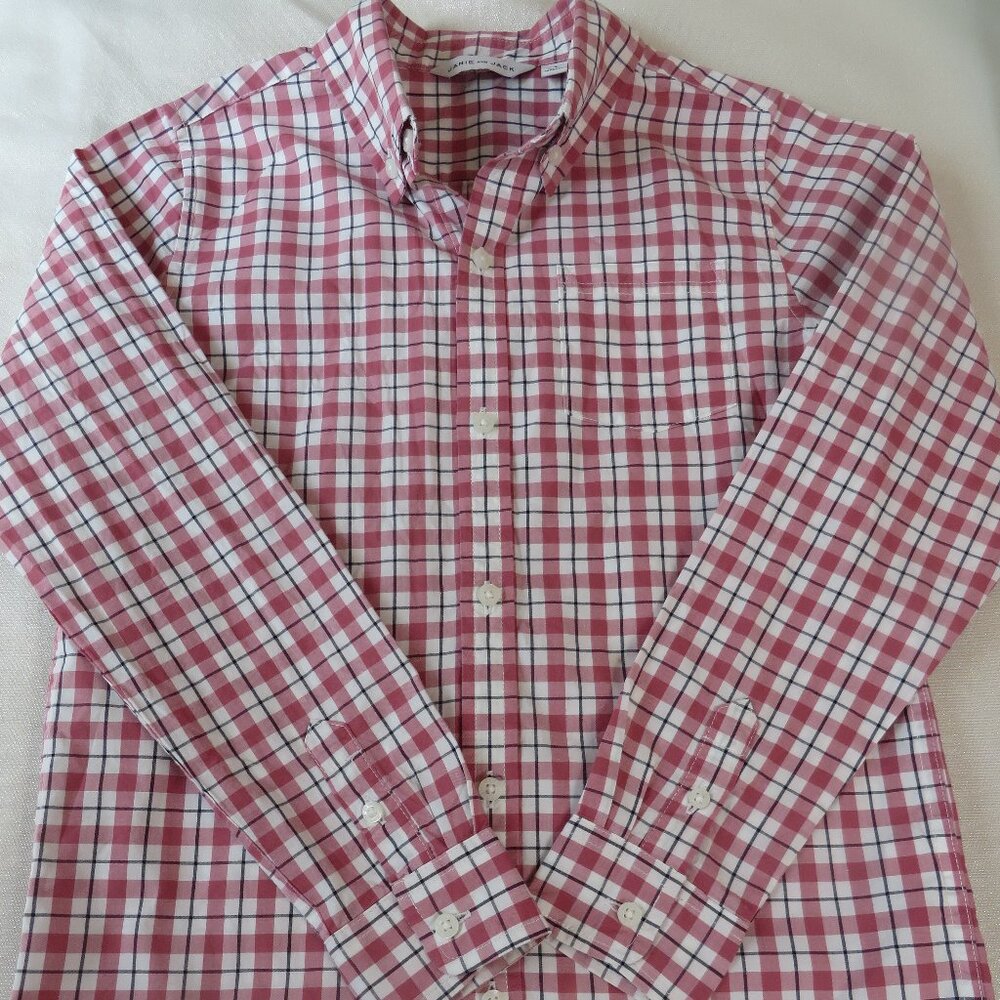 Janie and Jack Boys Button Down | Plaid | Navy/Red | Size 8